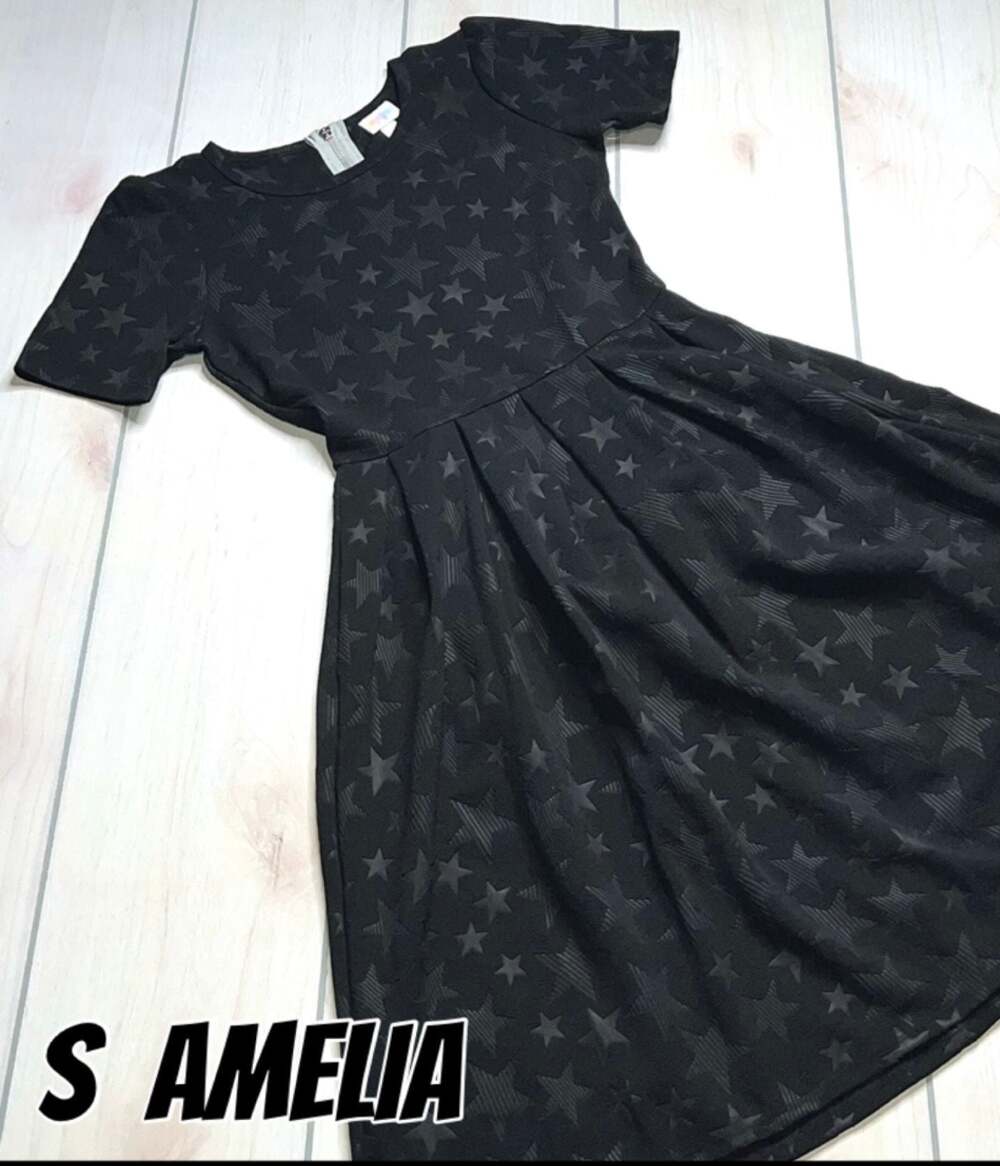 LuLaRoe Amelia Dress with Star Texture Black Size Small